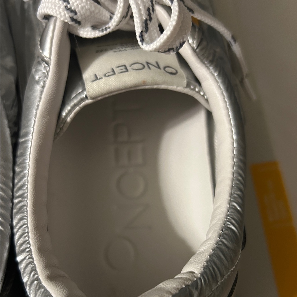 Womens Silver And White Lace-Up Sneakers — image 2 of 6